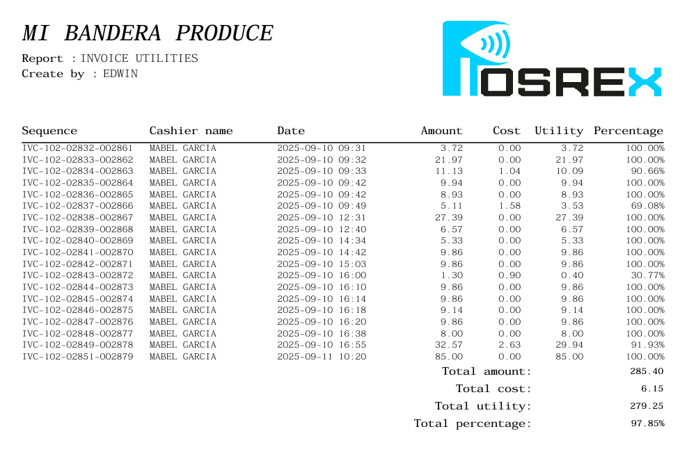 Reports screen